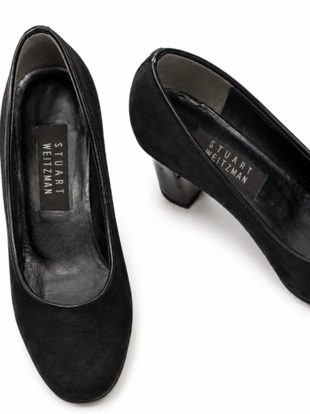 Stuart Weitzman • Black • Suede • Block Heel • Round Toe Pumps • Size 5.5 B